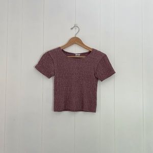 Crinkle Textured Short Sleeve Shirt Plum Vintage